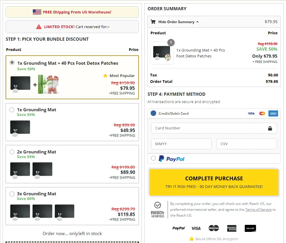 Nooro Grounding Mat checkout page